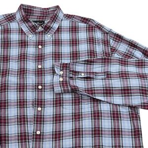 Eddie Bauer Mens Tall XL Plaid Button Down‎ Shirt Long Sleeve 100% Cotton